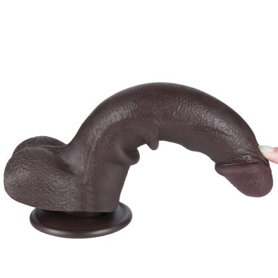 8.5&#039;&#039; Sliding Skin Dual Layer Dong Black