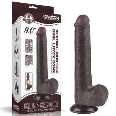 9&#039;&#039; Sliding Skin Dual Layer Dong Black