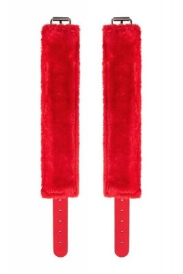 Anonymo handcuffs, PU leather, red, 27 cm