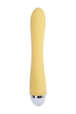 Vibrator with clitoral stimulator Flovetta by Toyfa Aster, silicone, yellow, 22 cm