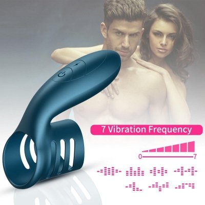 Wibrator-Silicone Ring Blue USB 7 Function