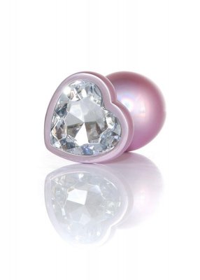 Plug-Jewellery Pearl Pink Heart PLUG- Clear L