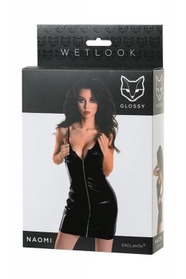 Wetlook black dress NAOMI - black L