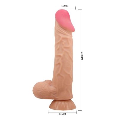 BAILE - Sliding Skin 9,4&#039;&#039; Flesh Vibration Bendable Suction base TPR ABS