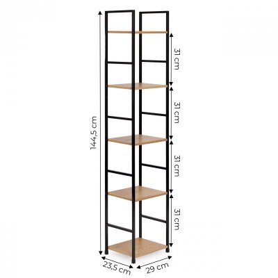 Regał drewniany nowoczesny metalowa rama LOFT 5 półek ModernHome