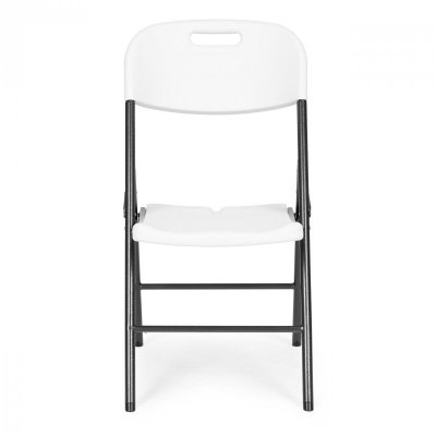 Komplet 2 krzeseł składanych zestaw cateringowy metal HDPE białe ModernHome