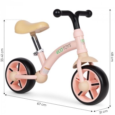 Rowerek biegowy dla dzieci koła EVA regulacja siodełka różowy ECOTOYS