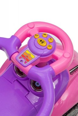 Autko jeździk pchacz 3w1 DELUXE z rączką panelem muzycznym - różowe