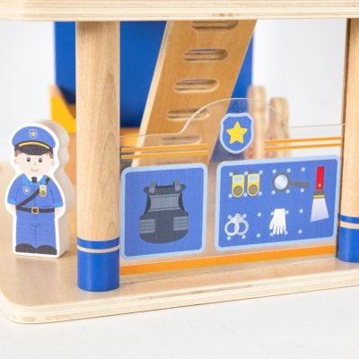VIGA Drewniany Komisariat Policji Radiowóz 3 poziomy 14 el