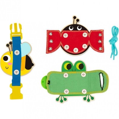 TOOKY TOY Drewniana Tablica Edukacyjna Sorter Trening Ćwiczenia Sznurek Guzik Klamerka