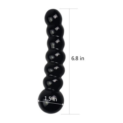 DILDO 6.8&quot; GLASS ROMANCE CZARNY