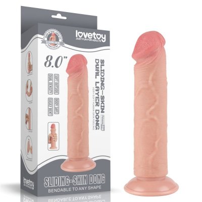 DILDO 8&#039;&#039; SLIDING SKIN DUAL LAYER DONG FLESH