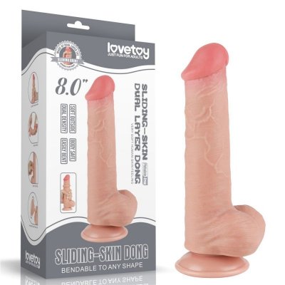 DILDO 8&#039;&#039; SLIDING SKIN DUAL LAYER DONG FLESH