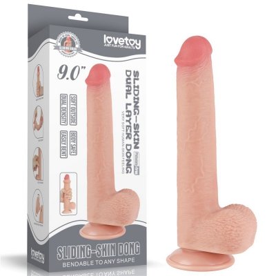 DILDO 9&#039;&#039; SLIDING SKIN DUAL LAYER DONG FLESH