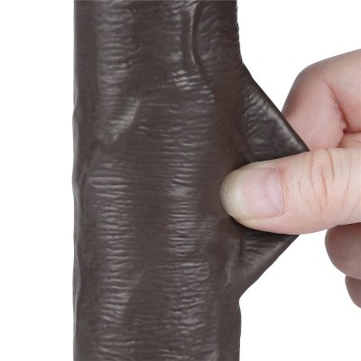 DILDO 8&#039;&#039; SLIDING SKIN DUAL LAYER DONG BLACK