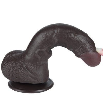 DILDO 7.5&#039;&#039; SLIDING SKIN DUAL LAYER DONG CZARNE