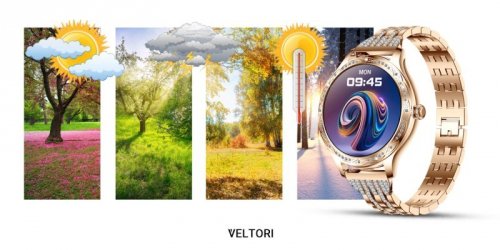 Smartwatch Damski VELTORI VT350-1 Bransoleta Różowe Złoto