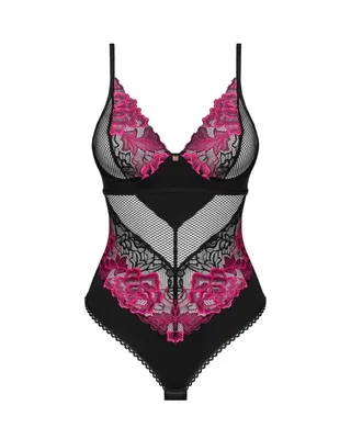 Obsessive - Seksowne Body Z Kwiatowej Koronki Rosenty XS/S