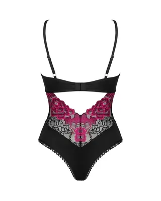Obsessive - Seksowne Body Z Kwiatowej Koronki Rosenty XS/S