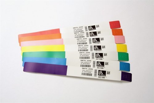 Zebra opaski Z-Band Fun (jednodniowe) samoprzylepne 25x254mm, 350szt, zielony (dla dorosłych), 4 rolki (drukarki biurkowe)