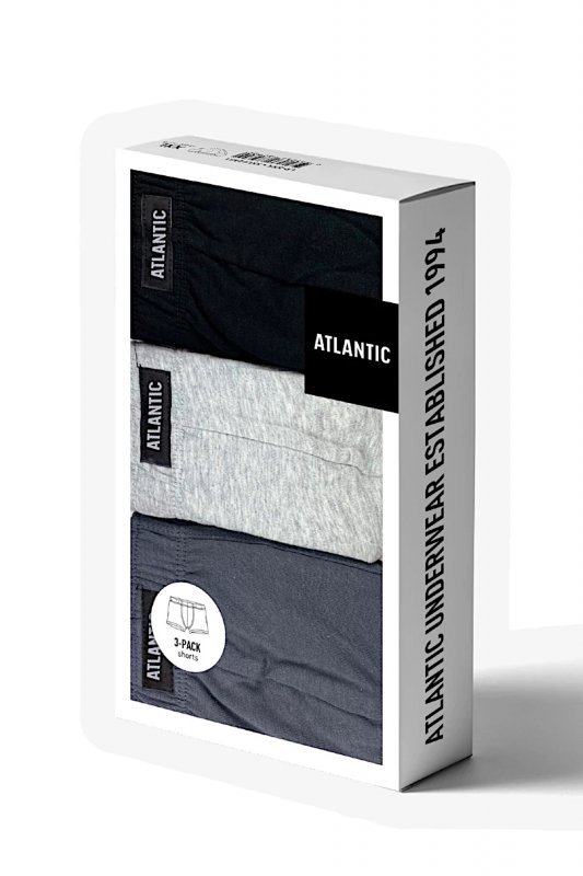 Bokserki męskie Atlantic 007 3-pak cz/sz/gr