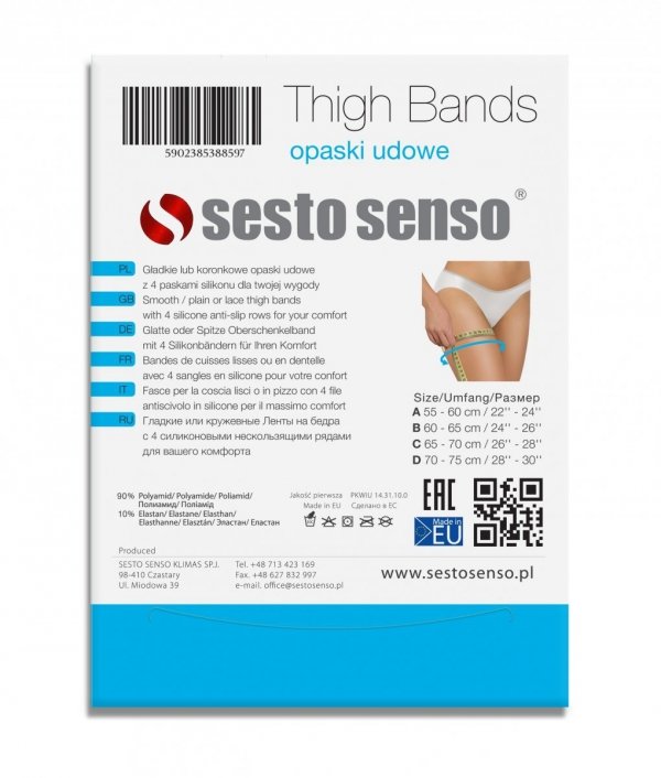 Opaska na uda Thigh Bands gładka biała maxi Sesto Senso