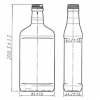 Rysunek techniczny: Szklana butelka PIERSIÓWKA 350 ml na alkohol w ofercie hurtowej.