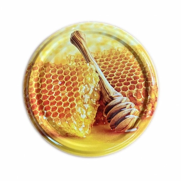 Honey lid TO-82 – design 7 – vintage beehive illustration
