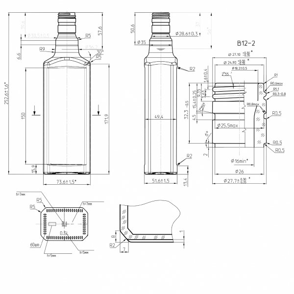 butelka szklana Kapral 500 ml technical driving