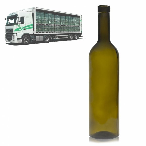Butelka Bordeaux oliwkowa 750 ml na wino – TIR 47600 szt., stylowa paleta hurtowa.