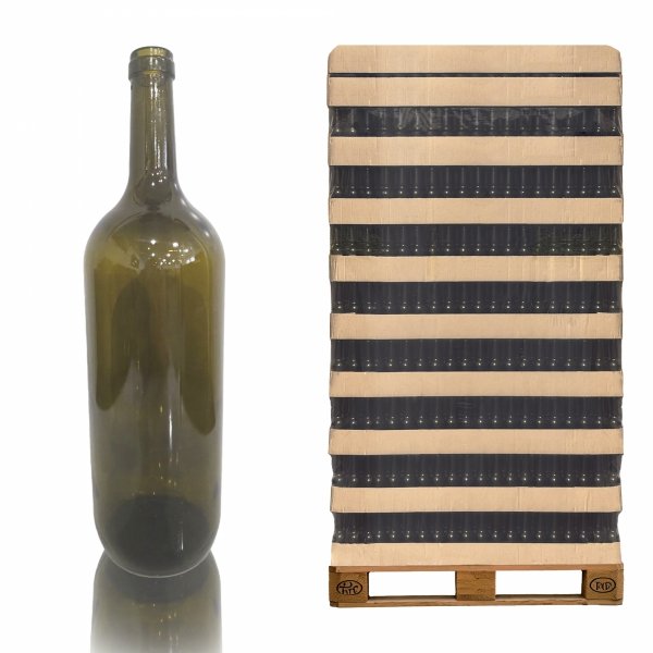 1.5 L wine bottle on rustic table next to grapes