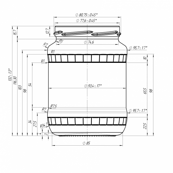 VGA Słoik Facete 720ml TO82 - Paleta 2448 szt