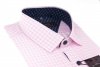 Koszula krótki rękaw Slim - w różowo-białą kratkę
