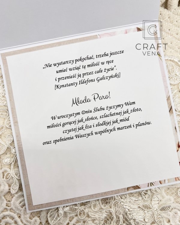 Elegancka kartka ślubna handmade z personalizacją