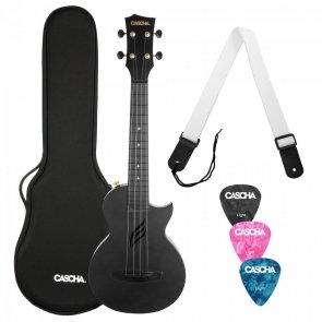 Cascha Ukulele  Koncertowe Carbon Fibre Set Black HH 2258 