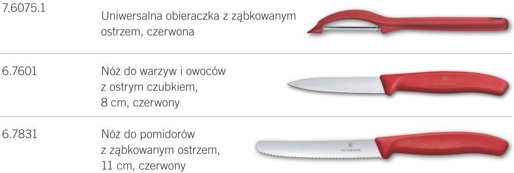 Victorinox SwissClassic vegetable knives in red, set of 3, 6.7111