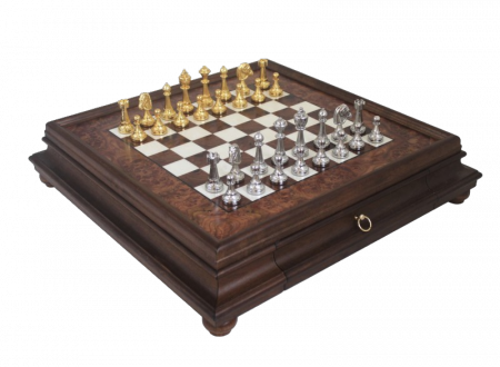 Wielkie ekskluzywne szachy Italfama z pozłacanego metalu 53x53 cm – N137