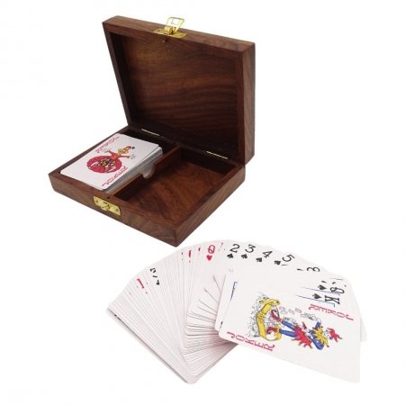 2 talie kart do gry w pudełku drewnianym - SE09