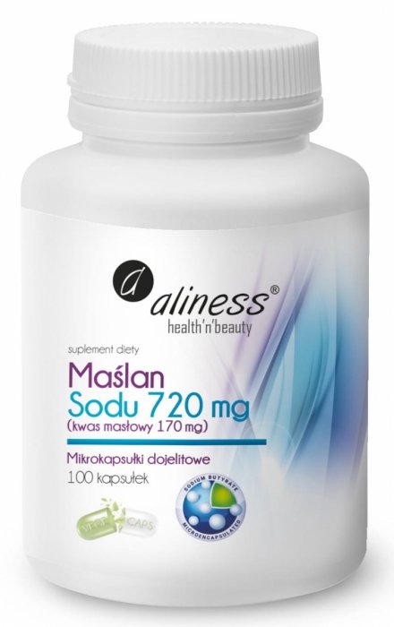 Maślan Sodu 720 mg (Kwas masłowy 170 mg) x 100 VEGE kaps. Aliness