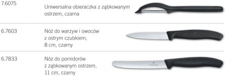Zestaw noży z obieraczką 3 sztuki Victorinox 6.7113.31