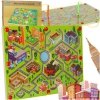 Gra labirynt magnetyczna planszowa drewniana do podróży duże miasto 2 graczy
