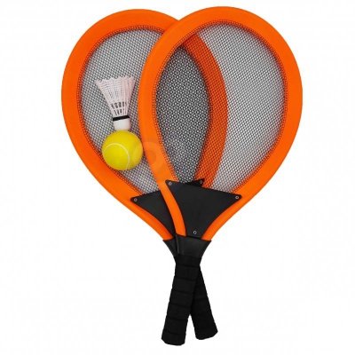 WOOPIE Duże Rakietki do Tenisa Badminton dla Dzieci Zestaw + Piłka Lotka
