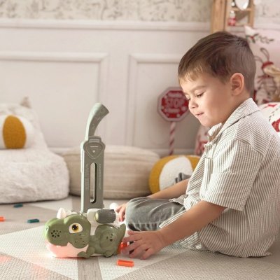 WOOPIE Elektryczna Ciuchcia Lokomotywa do Klocków Domino Dinozaur Pomarańczowy -  3szt.