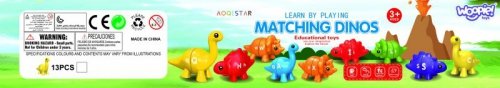 WOOPIE Zestaw Nauka Liczb Kolorów Montessori Figurki Dinozaury do Składania "Dopasuj Cyferki" 10 el.