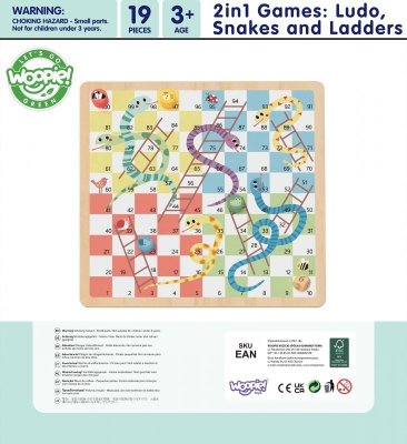 WOOPIE GREEN Gry Planszowe  Logiczne 2w1 Ludo Chińczyk + Uwolnij Zwierzątka