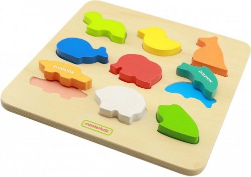 MASTERKIDZ Drewniany Sorter Kształtów Kolorowe Zwierzątka Montessori
