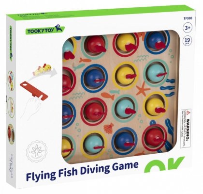 TOOKY TOY Gra dla Dzieci Drewniany Stół Latające Rybki 19 el.