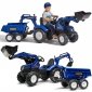 FALK Traktorek New Holland na Pedały Niebieski z Przyczepką od 3 Lat 