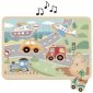 TOOKY TOY Drewniane Interaktywne Puzzle Pojazdy 