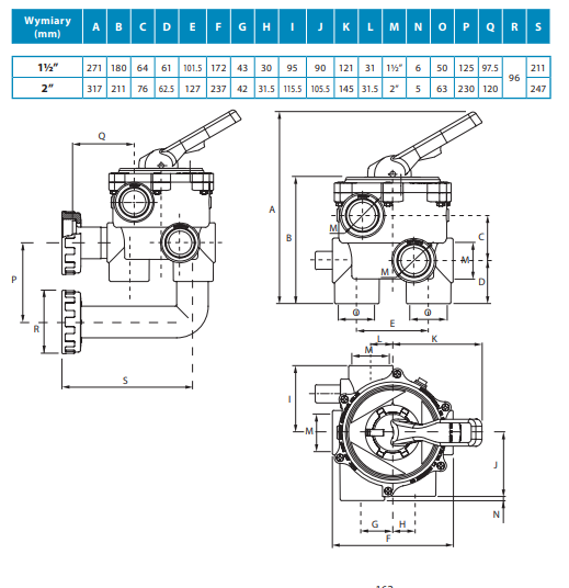 Filtr piaskowy Aster 750 mm - 00500 z zaworem bocznym 2&quot; - 07444